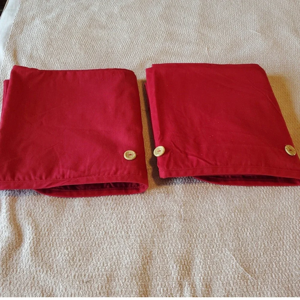 Brentwood Originals Apple Red Button curtains Set 2 Twill Cotton Blend 41x82